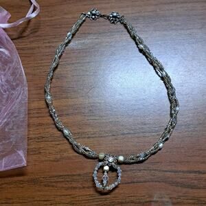 Unique Twisted Seed beads handmade necklace Artisan 925 marked and tested 32"